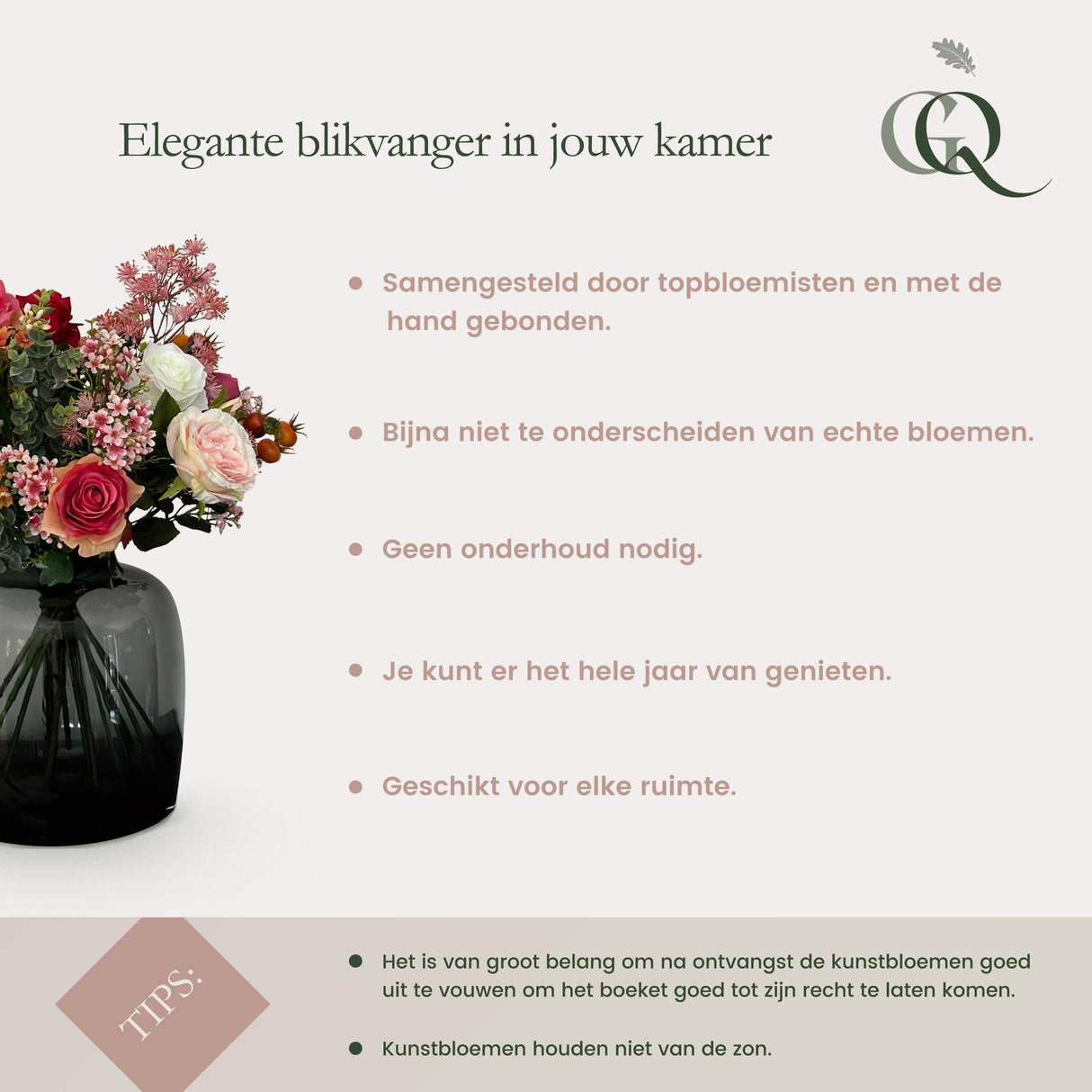 Fleurs artificielles - Bouquet M - Amoureux des pastels - 40 cm