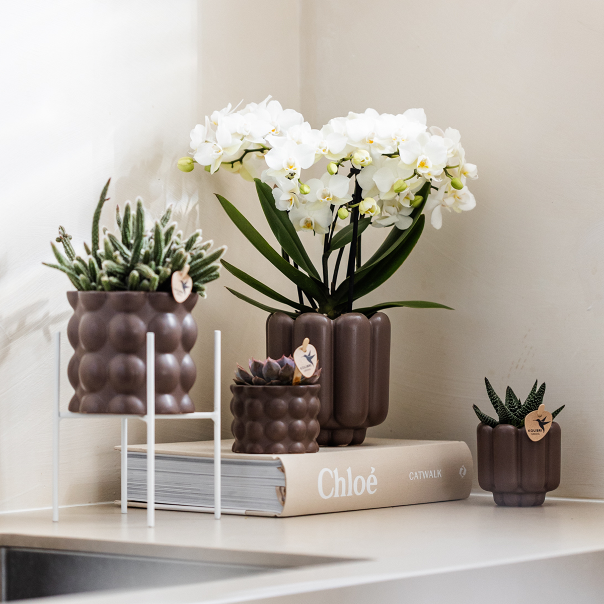 Kolibri Home | Pot décoratif rétro - Marron - Ø6cm