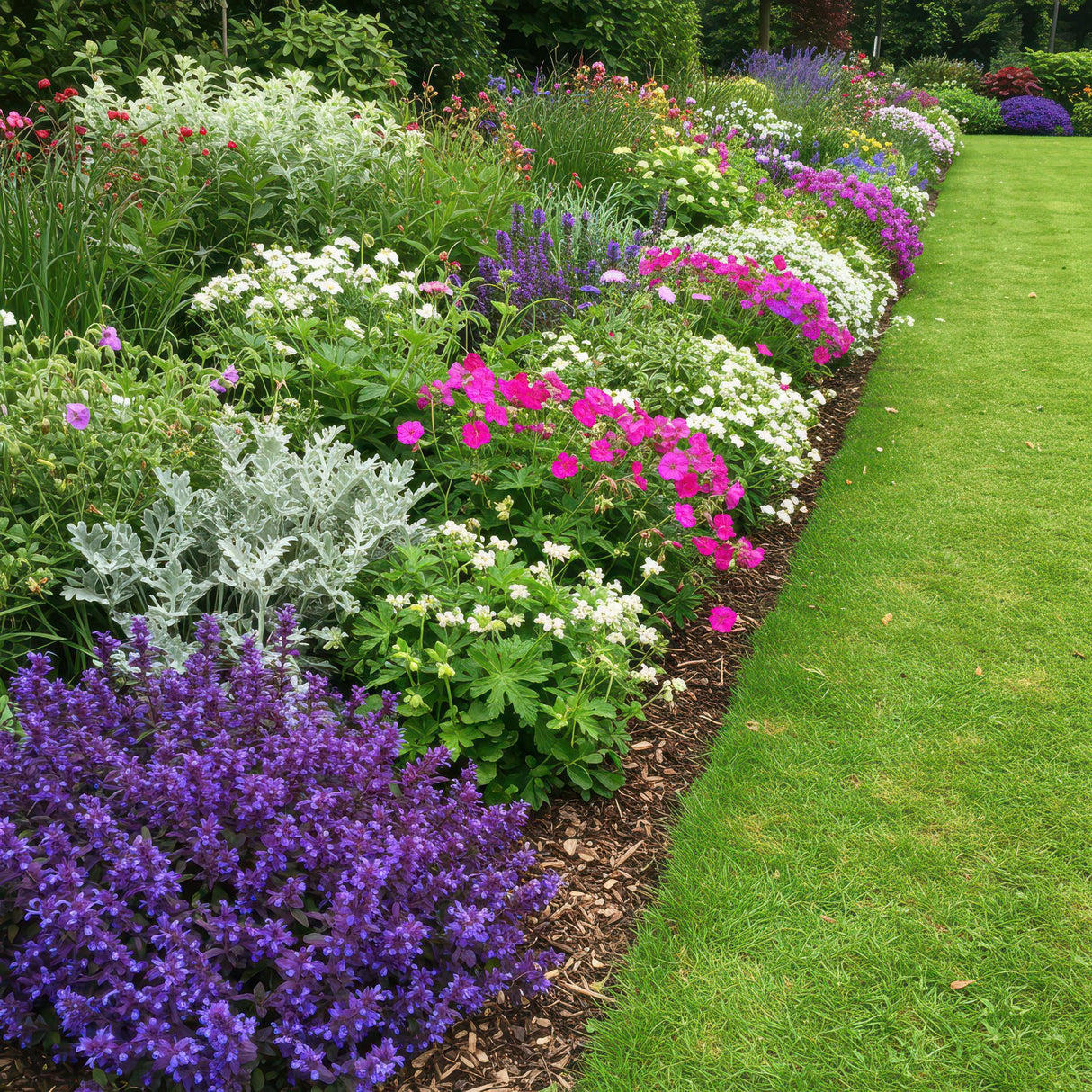 Borderpakket - Bodembedekkend - 24 Vaste planten - 3 m2 - Diversen kleuren - Weinig Onderhoud - Pot 11cm