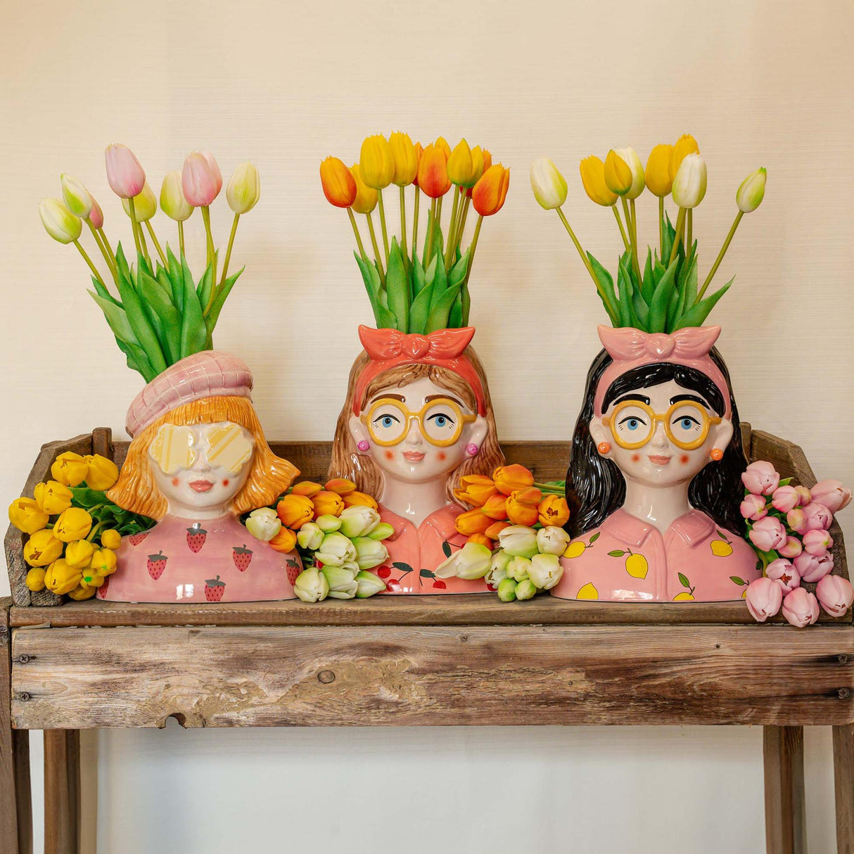 Tulpenstrauß Gelb - 5 Stück - 'Real Touch' Künstliche Tulpen - 42 cm (gelb)