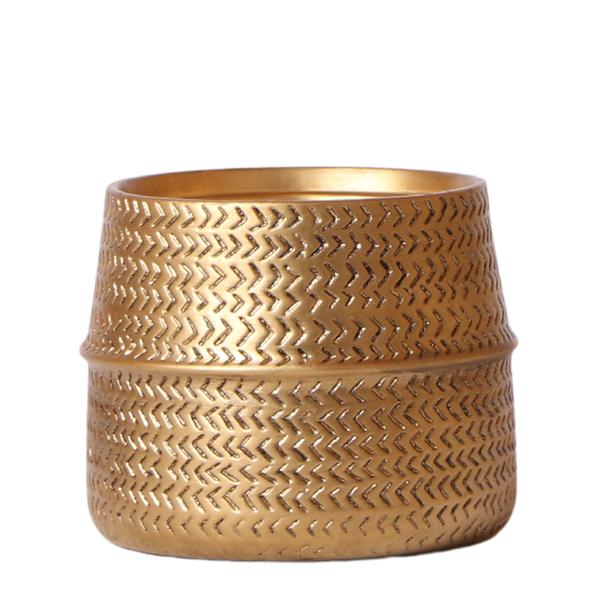 Kolibri Home | Pot de fleurs Groove - Pot décoratif en céramique dorée - taille du pot - Ø12cm