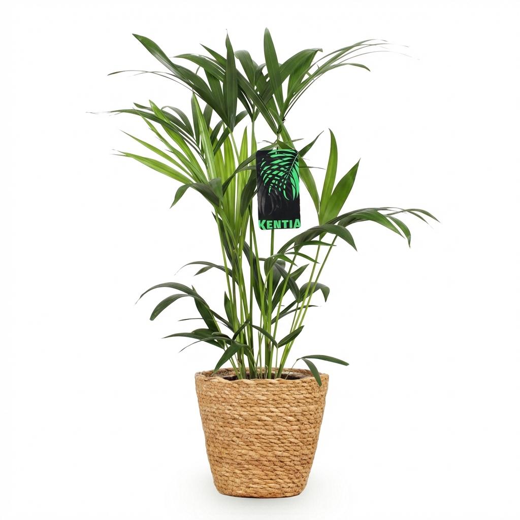 Howea Forsteriana - Kentia Palm - Weinig Onderhoud - Groen - 1 Plant - met Mand - Pot 19cm - Hoogte 80-85cm