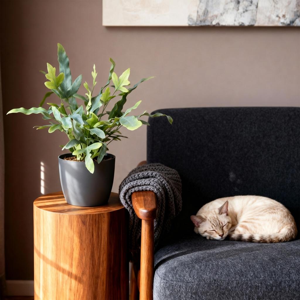 Phlebodium aureum Blue Star - Blauwe Varen - Huisdiervriendelijke Plant - Blauw - 1 Plant - met Potter Grijs - Pot 12cm - Hoogte 25cm