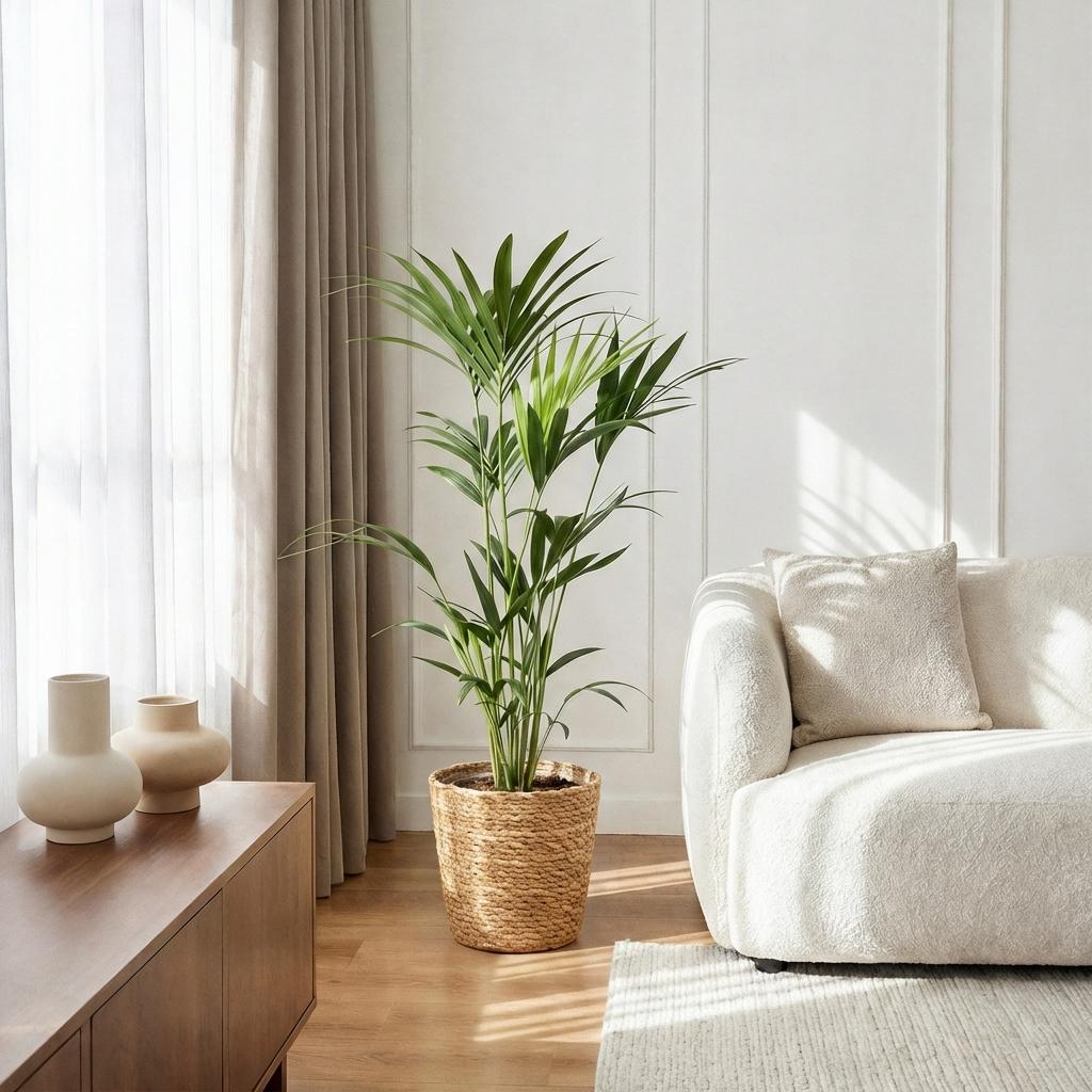 Howea Forsteriana - Kentia Palm - Weinig Onderhoud - Groen - 1 Plant - met Mand - Pot 21cm - Hoogte 120-130cm