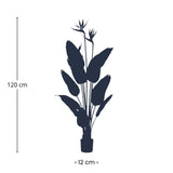 Strelitzia met bloemen - 120cm - In zwarte pot - Kunstplant