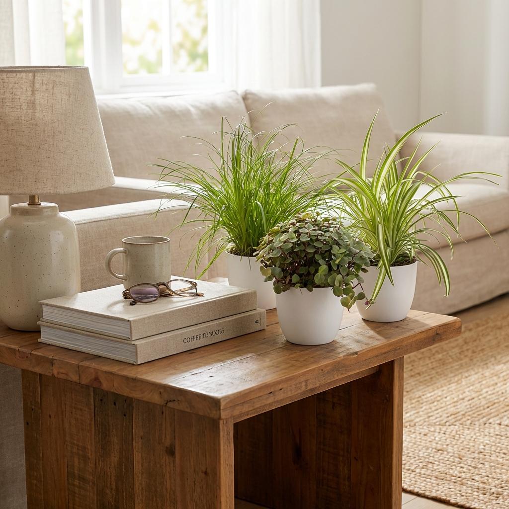 Cyperus - Calissia - Chlorophytum - Mix van 3 - Huisdiervriendelijke Planten - Groen - 3 Planten - met Potter Wit - Pot 12cm - Hoogte 20cm