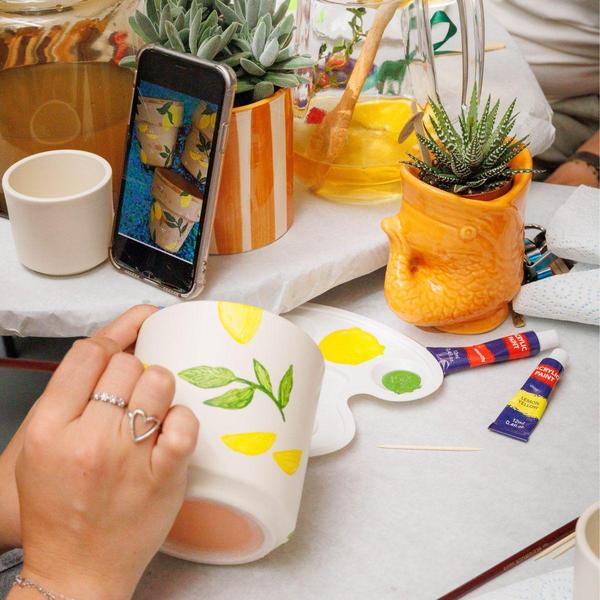 Verfpakket voor het schilderen van 4 bloempotten + succulenten